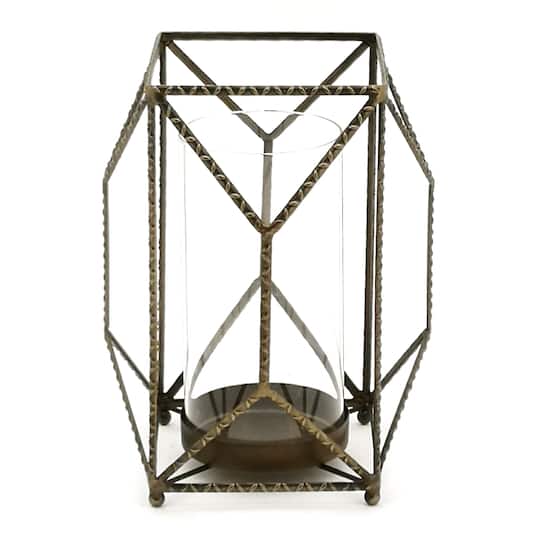 10.25" Geometric Iron Candle Holder